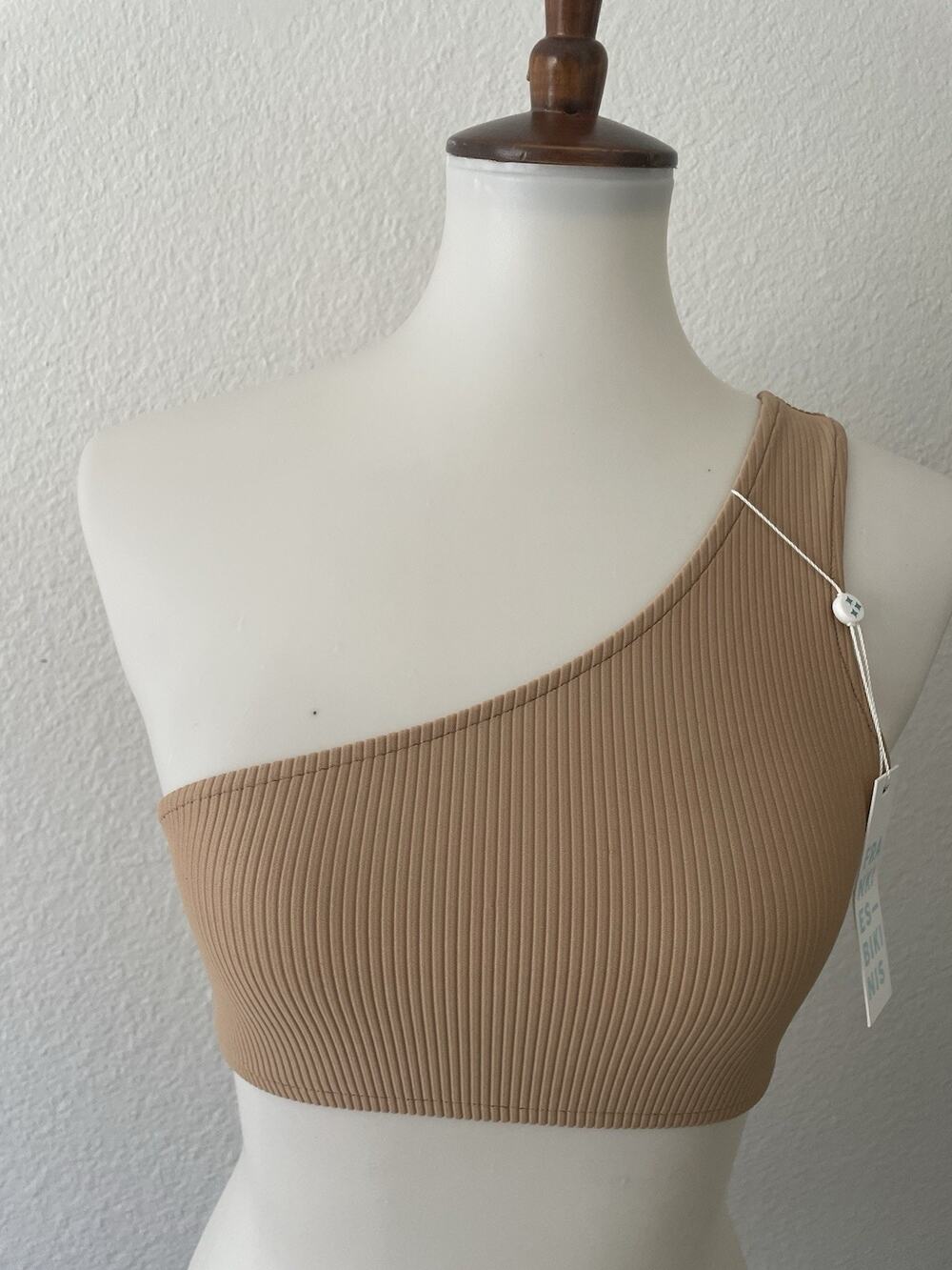 Frankies‎ Swim Bikini Top One Shoulder Barb Ribbed Swimwear
